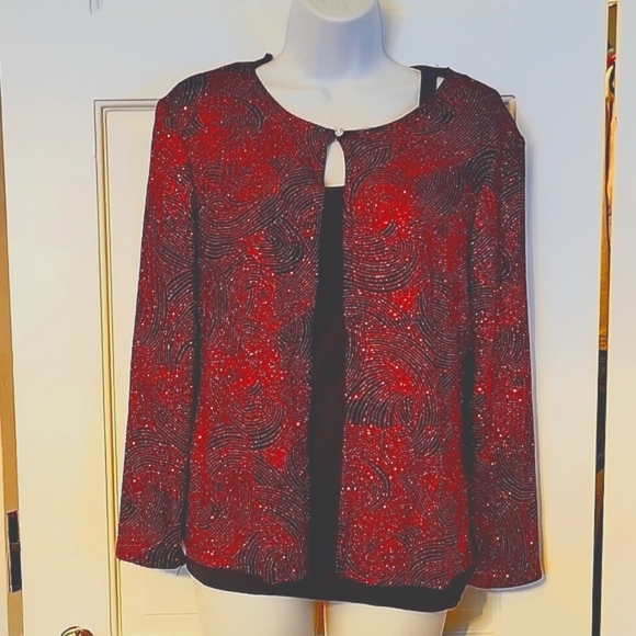 Red Glittery Evening Jacket Size Small - Picture 2 of 4